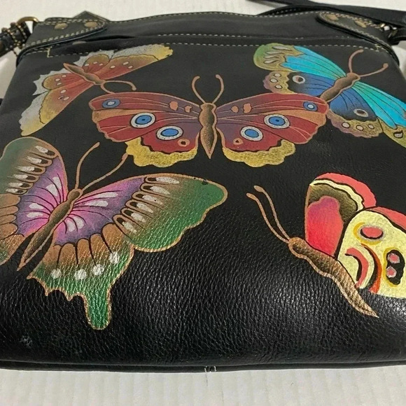 Anuschka hand painted multicolor leather crossbody handbag - Picture 3 of 9